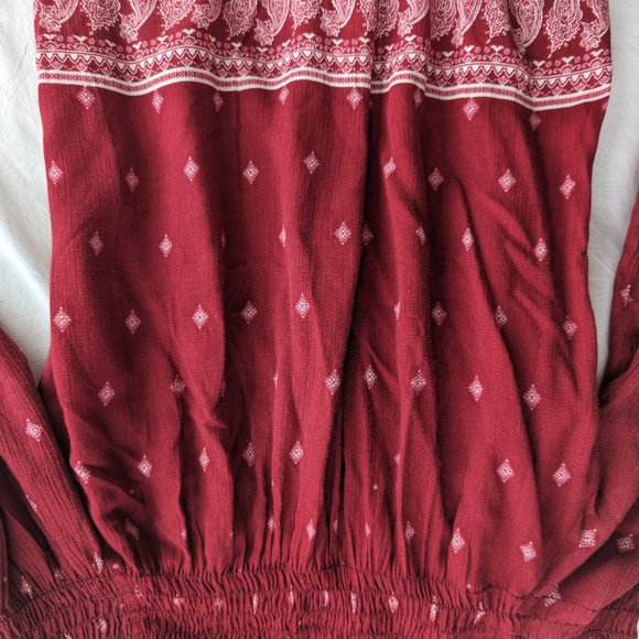 Red paisley off the shoulder top - Picture 4 of 4